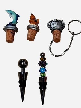 Assorted Decorative Wine Bottle Stoppers and Keychain